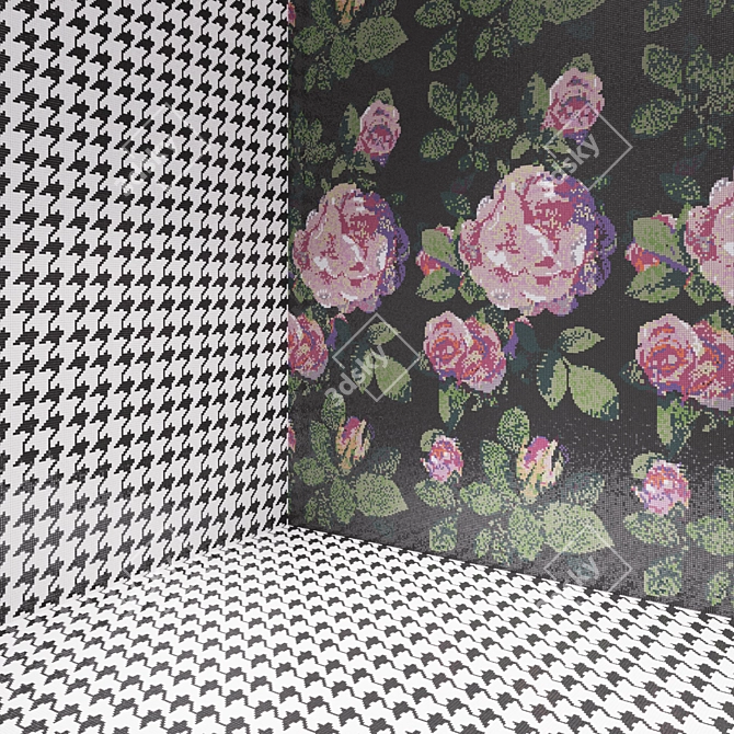 Luxury Mosaic Tiles: Bisazza Spring Rose & Pied de Poule Nero 3D model image 2