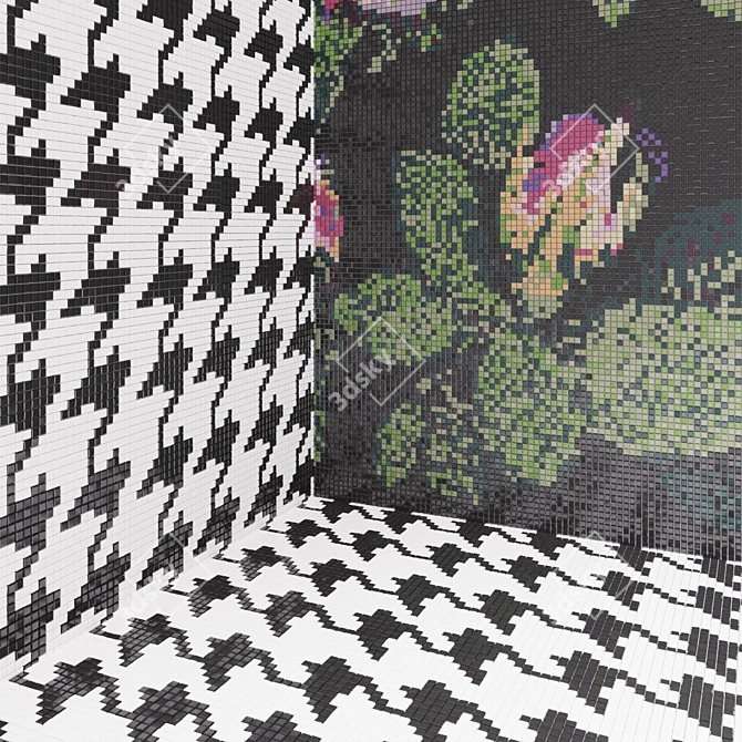 Luxury Mosaic Tiles: Bisazza Spring Rose & Pied de Poule Nero 3D model image 3