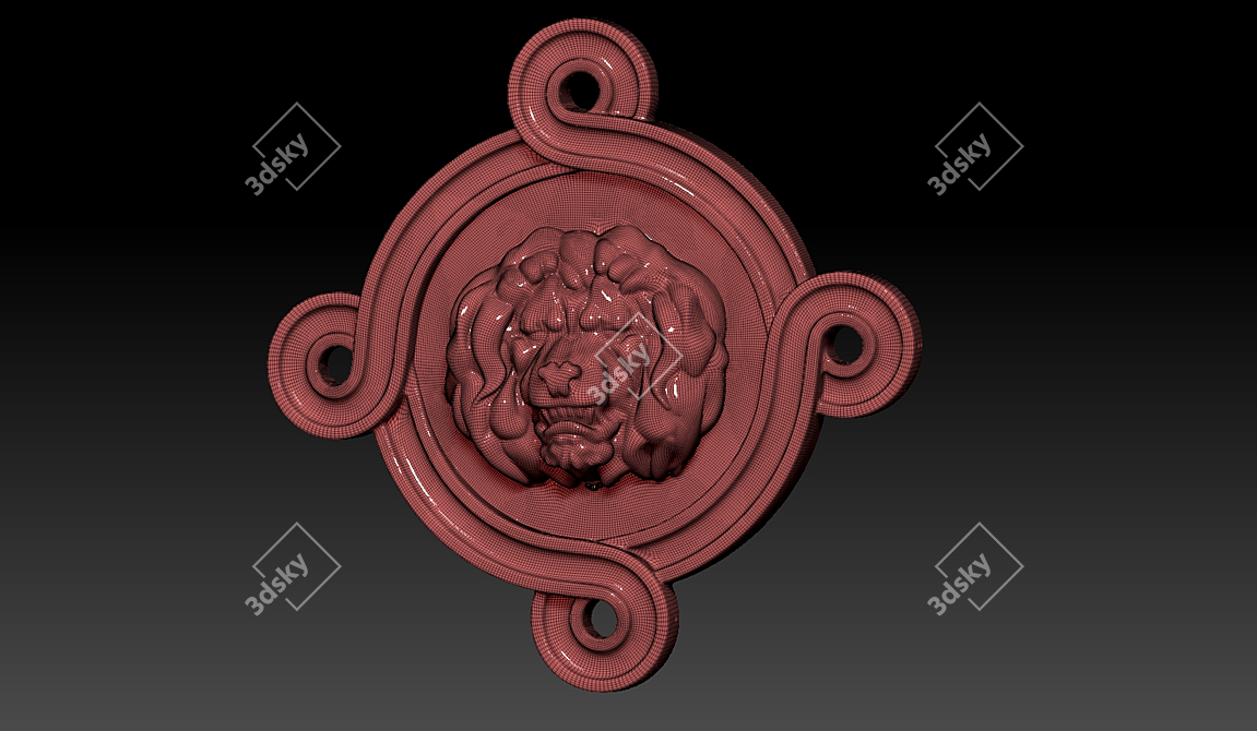 Title: Lion's Head Bas-Relief Sculpture 3D model image 3