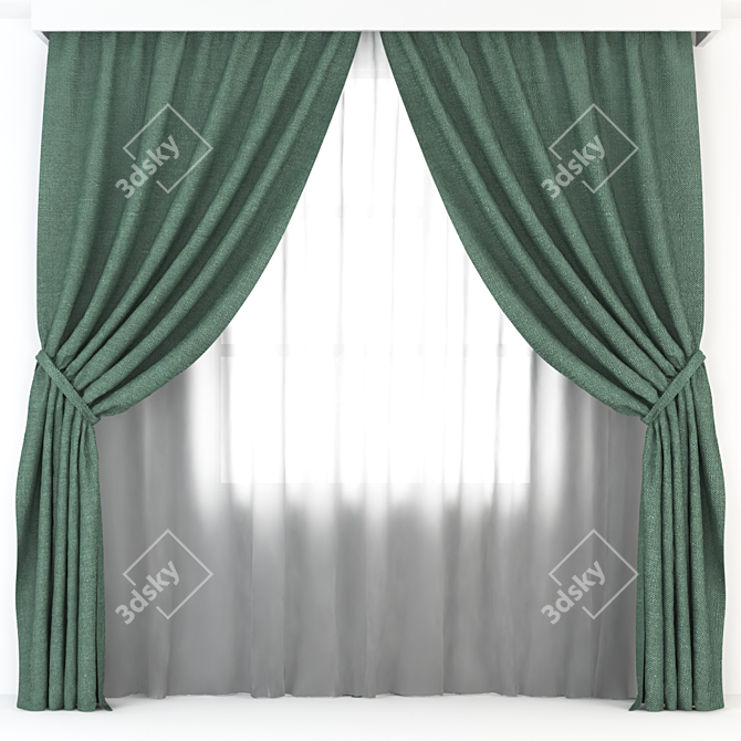 Elegant Window Drapes 3D model image 1