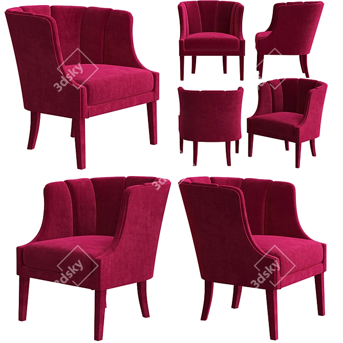 Luxurious Velvet Armchair: BRABBU Begonia 3D model image 1