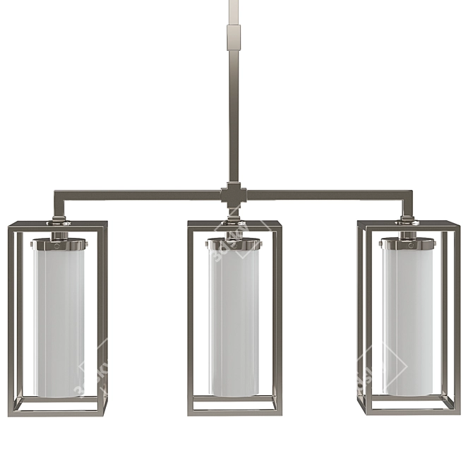 Baldwin Triple Pendant Light - Sleek Nickel Finish 3D model image 1