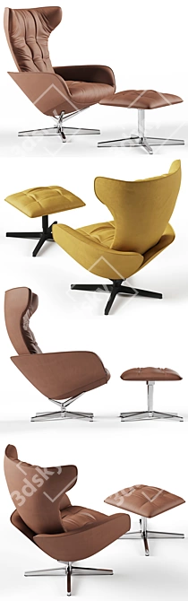 Walter Knoll Onsa Chair and Pouf Set 3D model image 2