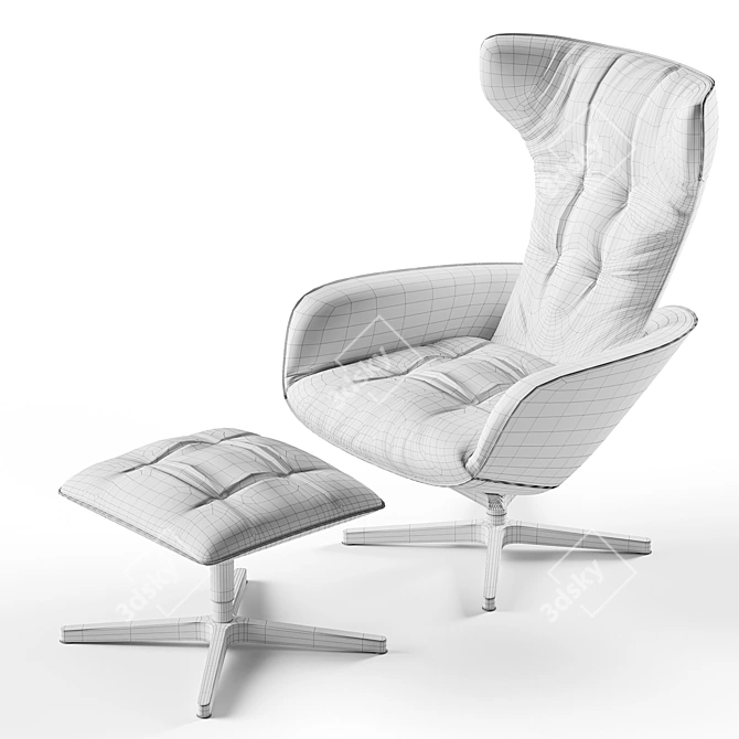 Walter Knoll Onsa Chair and Pouf Set 3D model image 3