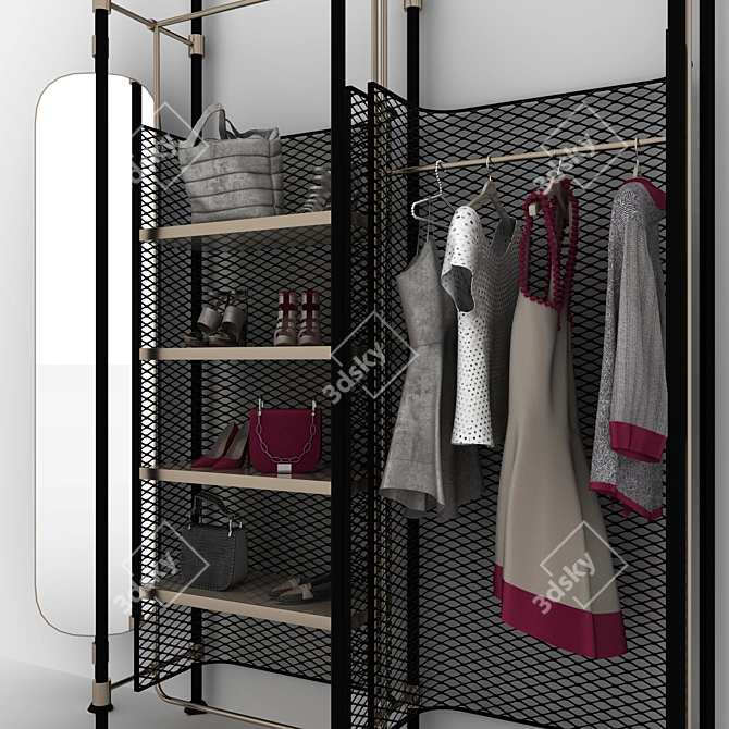 Fashion Store Shelving: Hangers, Clothes, Shoes & Bags 3D model image 2