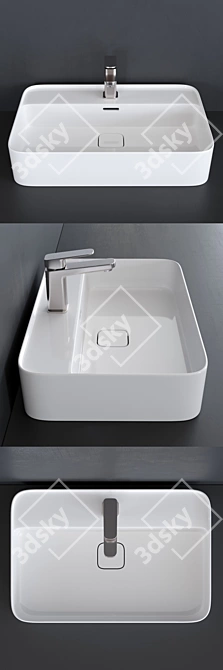 Strada II Ceramic Washbasin & Tonic II Mixer 3D model image 2