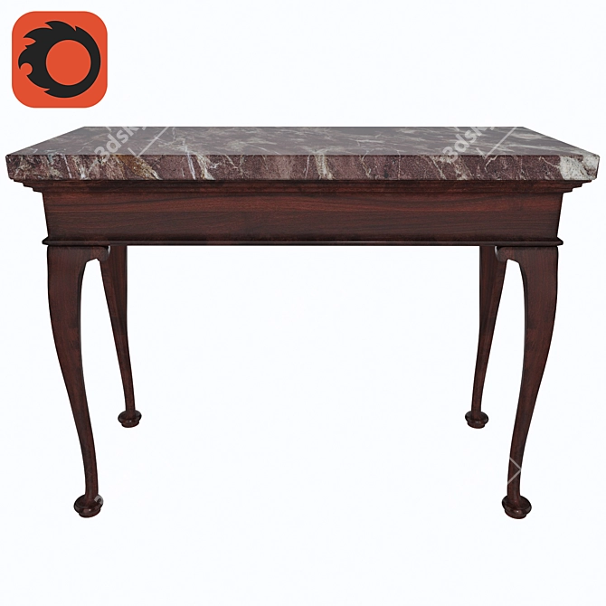 Elegant George II Marble Console 3D model image 1