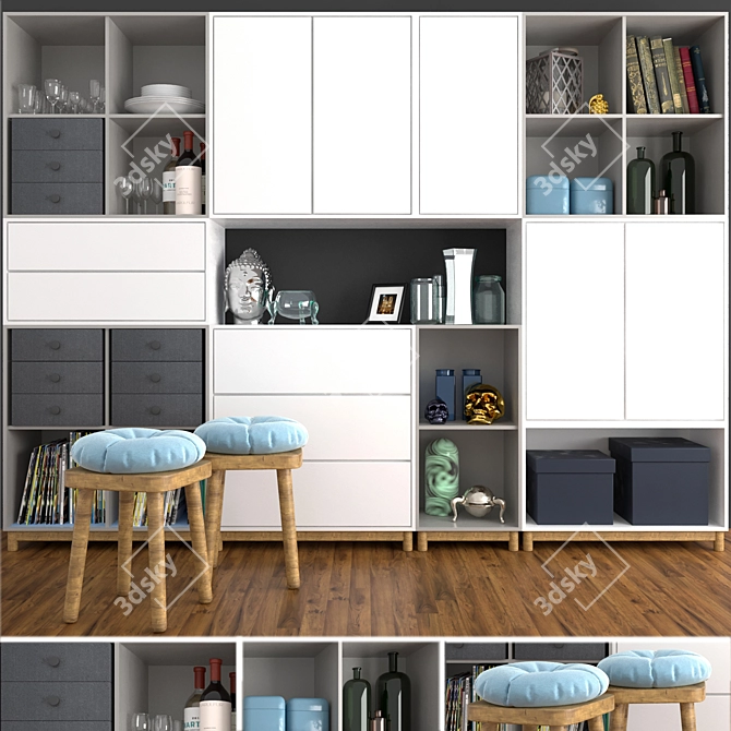 Elegant Decor Wardrobe Set 3D model image 1