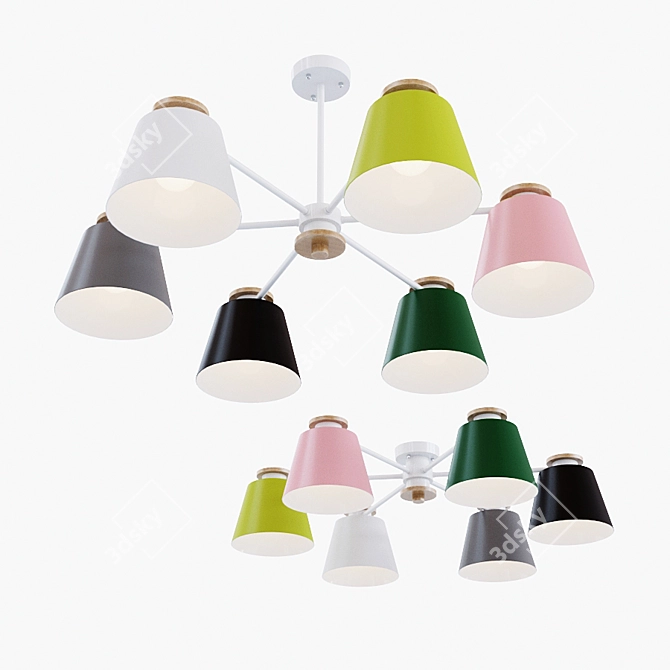 Versatile Set of 4 Multicolor Ceiling Lights 3D model image 1