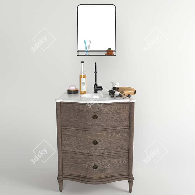 Modern Dresser-Style Vanity Sink 3D model image 1