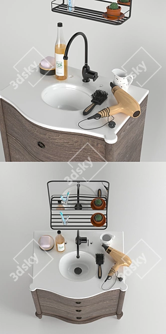 Modern Dresser-Style Vanity Sink 3D model image 2