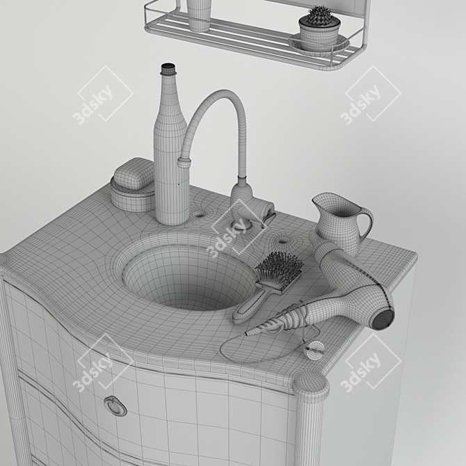 Modern Dresser-Style Vanity Sink 3D model image 3