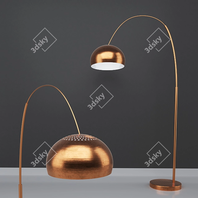 Elegant Copper Floor Lamp 3D model image 1