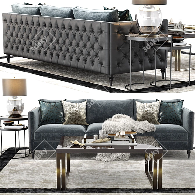 Luxury Winston Sofa Set 3D model image 1
