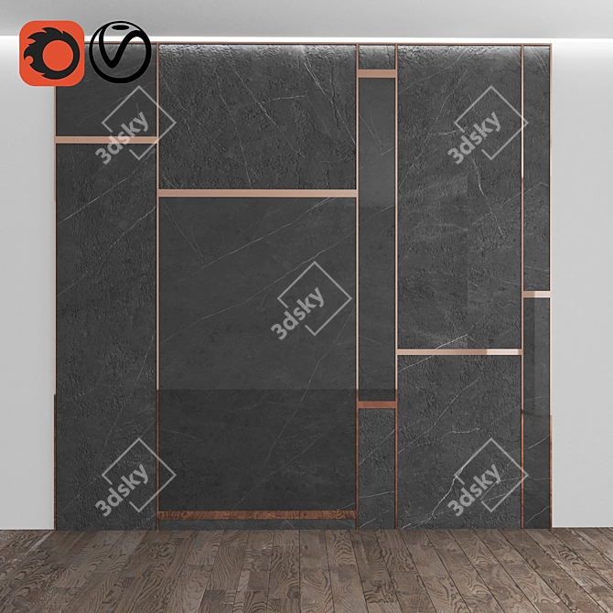 Title: Marble Panel Solution with Parquet 3D model image 1