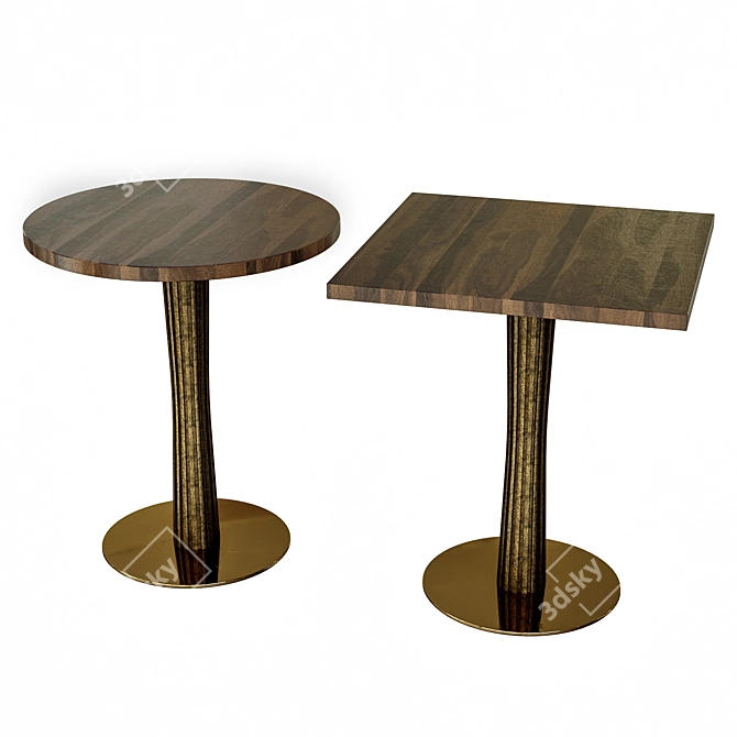 Golden Chrome Table Base 3D model image 1