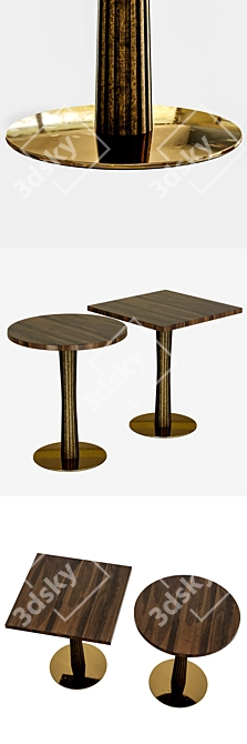 Golden Chrome Table Base 3D model image 2