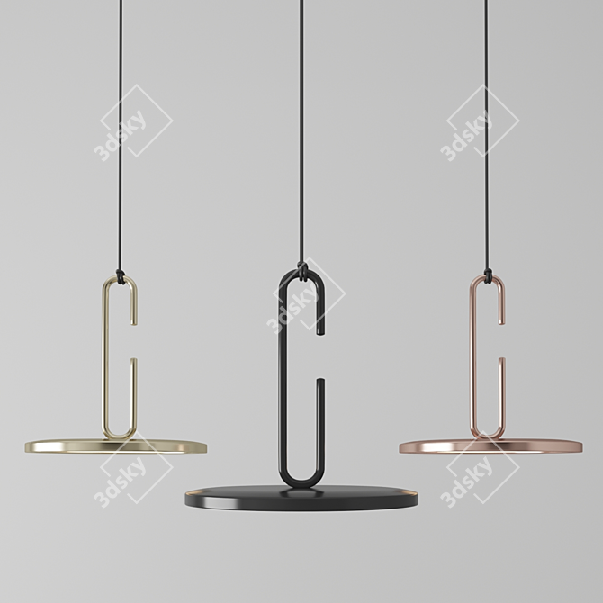 Elegant Clip Pendant Light: Open Ring Design 3D model image 2