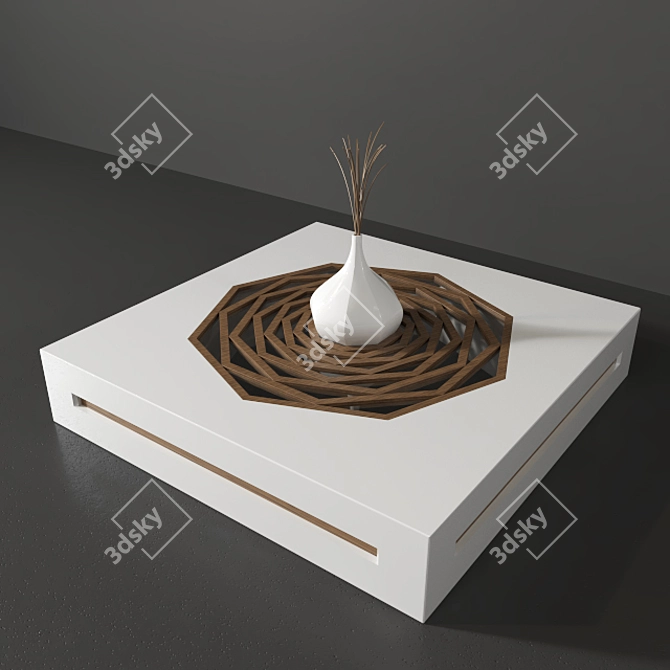 Modern Wood Coffee Table Set 3D model image 2