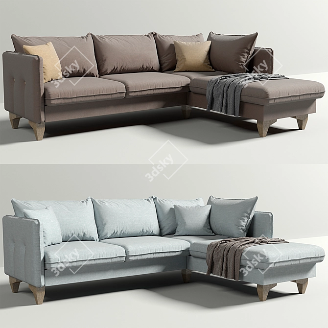 Modern Morgan Sofa Corner with Ottoman 3D model image 1