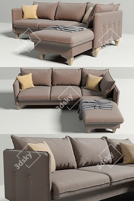 Modern Morgan Sofa Corner with Ottoman 3D model image 2