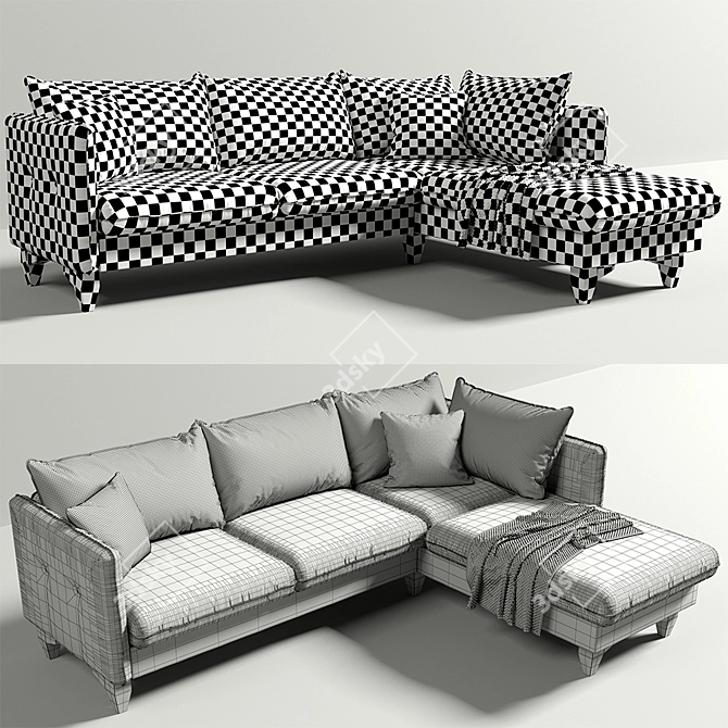 Modern Morgan Sofa Corner with Ottoman 3D model image 3