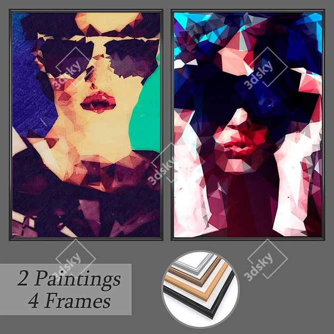 Title: 2-Piece Set with Frame Variations 3D model image 1