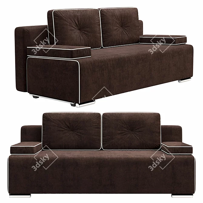 Brazilian Chic Velvet Brown Sofa 3D model image 1