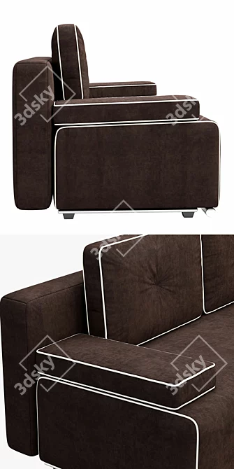 Brazilian Chic Velvet Brown Sofa 3D model image 2