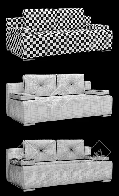 Brazilian Chic Velvet Brown Sofa 3D model image 3