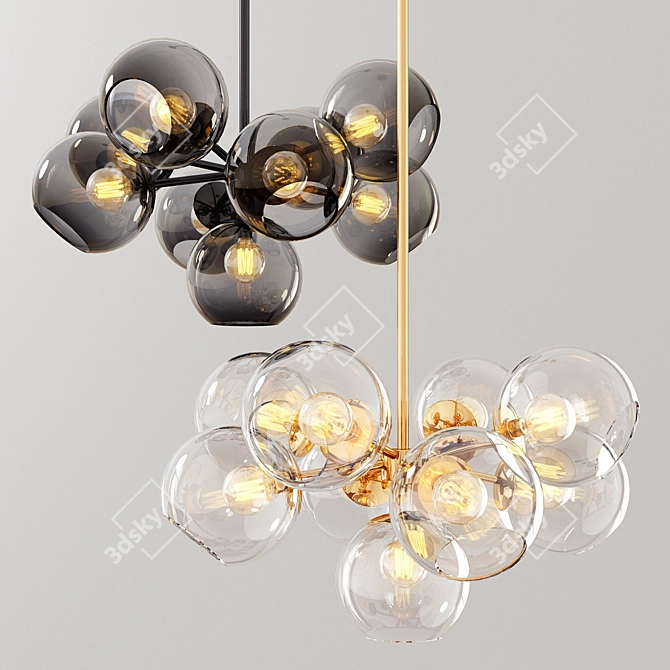 Stunning Staggered Glass Chandelier 3D model image 1