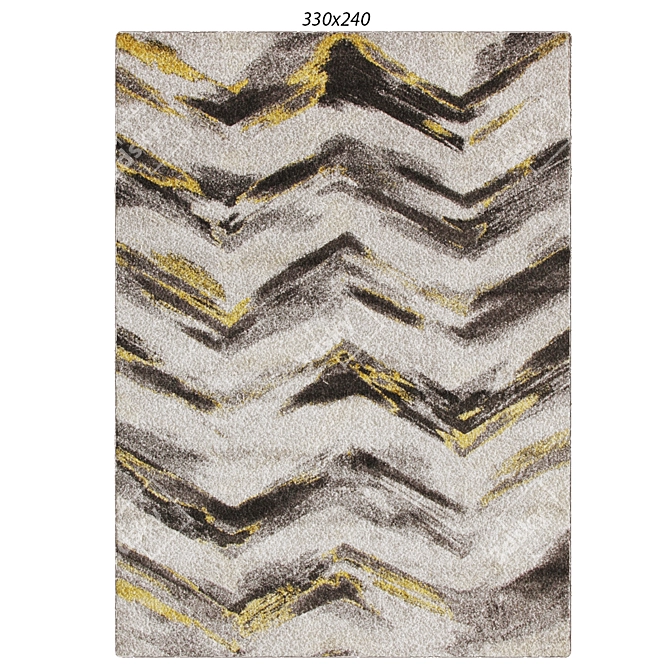 Chevron Grey Yellow Modern Rug 3D model image 1