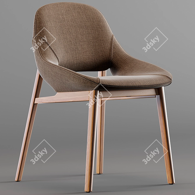 Graceful Fabric Chair: Scandinavian & Vintage Styling 3D model image 1