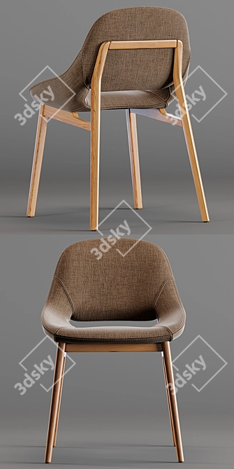 Graceful Fabric Chair: Scandinavian & Vintage Styling 3D model image 2