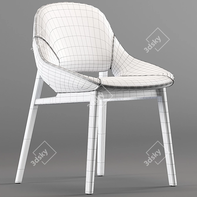 Graceful Fabric Chair: Scandinavian & Vintage Styling 3D model image 3