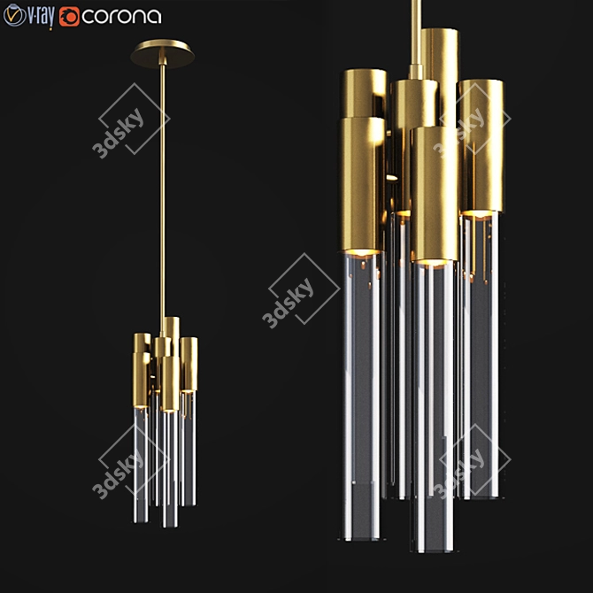 Luxxu Burj Pendant: Modern Brass Gold Chandelier 3D model image 1