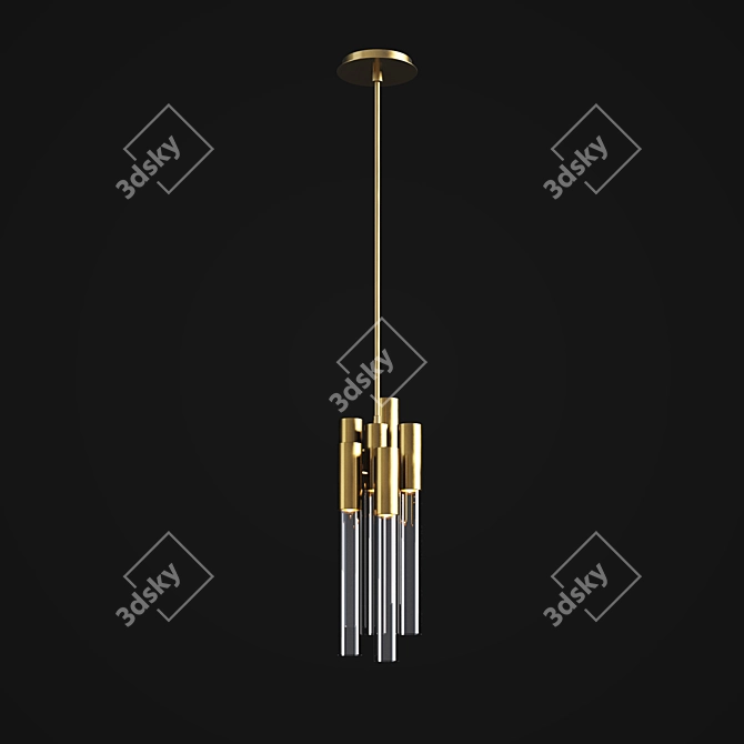 Luxxu Burj Pendant: Modern Brass Gold Chandelier 3D model image 2