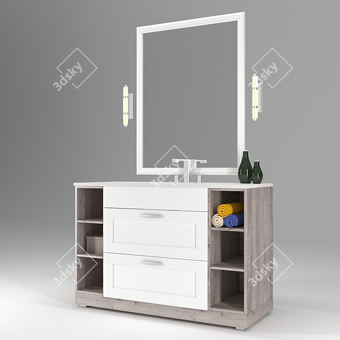 Stylish Sink Cabinet for Bathroom 3D model image 1