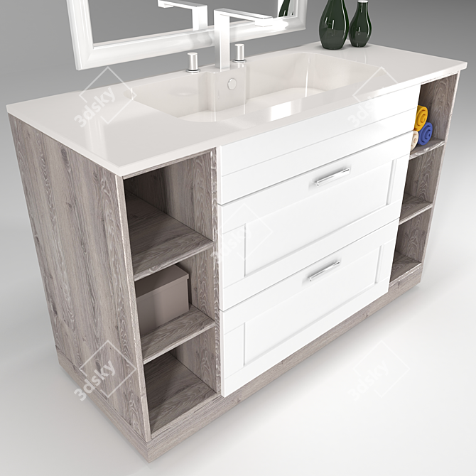 Stylish Sink Cabinet for Bathroom 3D model image 2