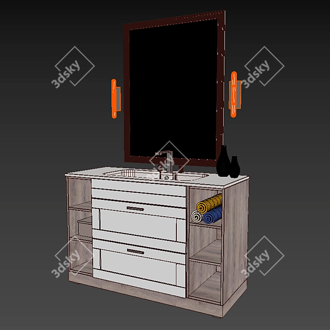 Stylish Sink Cabinet for Bathroom 3D model image 3