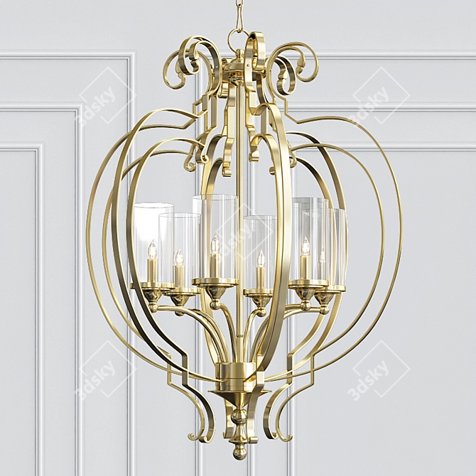 Elegant Chalon 6-Light Chandelier 3D model image 1