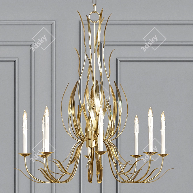 Rustic Leaf Chandelier 3D model image 1