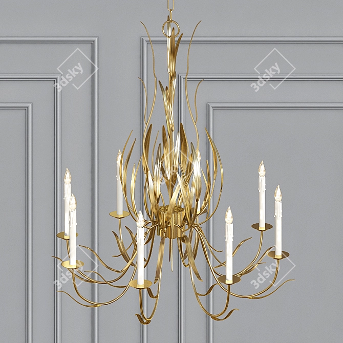 Rustic Leaf Chandelier 3D model image 2