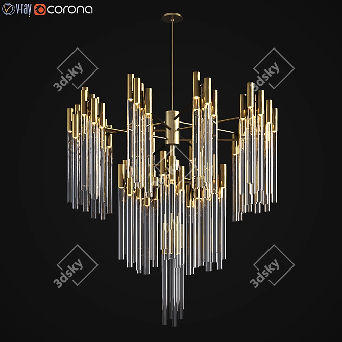 Luxxu Burj Chandelier: Modern Brass Gold 3D model image 1