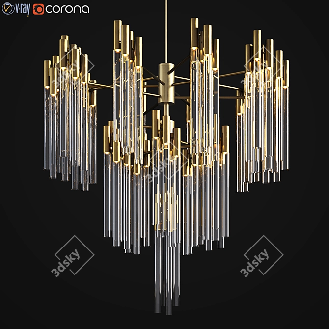 Luxxu Burj Chandelier: Modern Brass Gold 3D model image 2