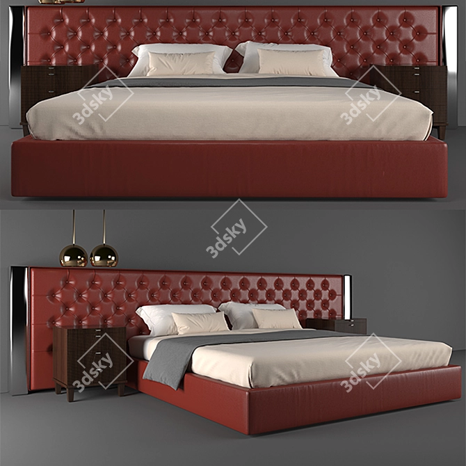 Sleek Modern Bed Model 3D model image 1