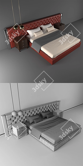 Sleek Modern Bed Model 3D model image 2