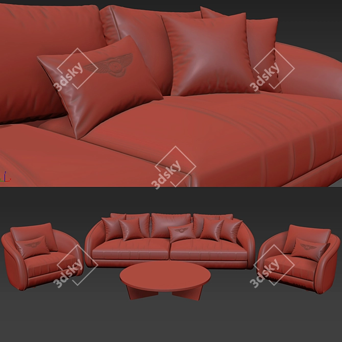 Beaumont Collection: Sofa, Armchair & Pillow 3D model image 3