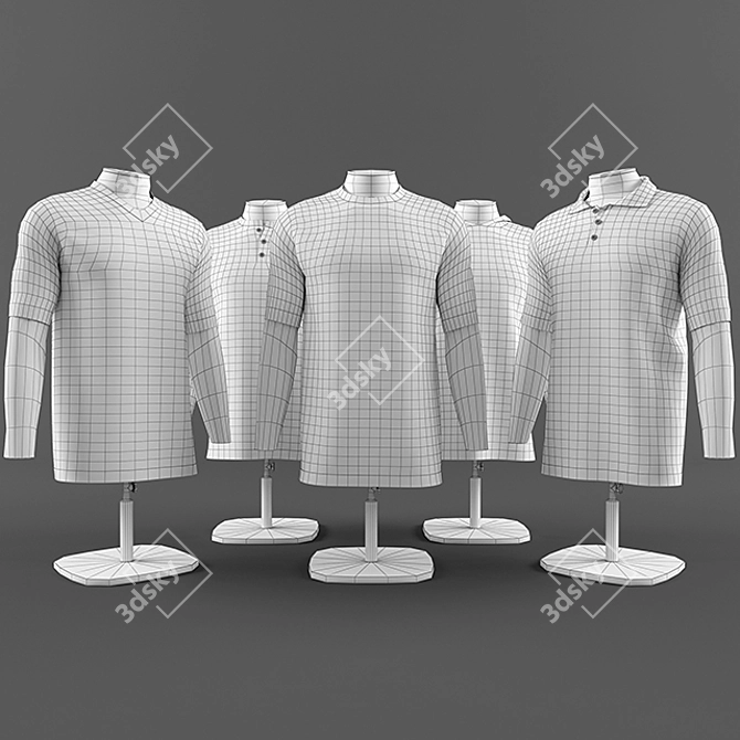 Stylish T-Shirt Mannequin Set 3D model image 2