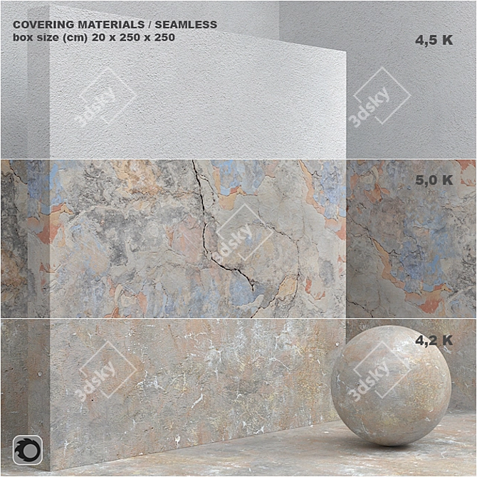 Seamless Coating Material - Concrete, Plaster Set 3D model image 1